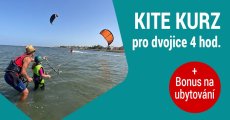 Začátečnický Kitesurfing Kurz - ve dvojíci - 4 hodiny + 500 Kč ubytování